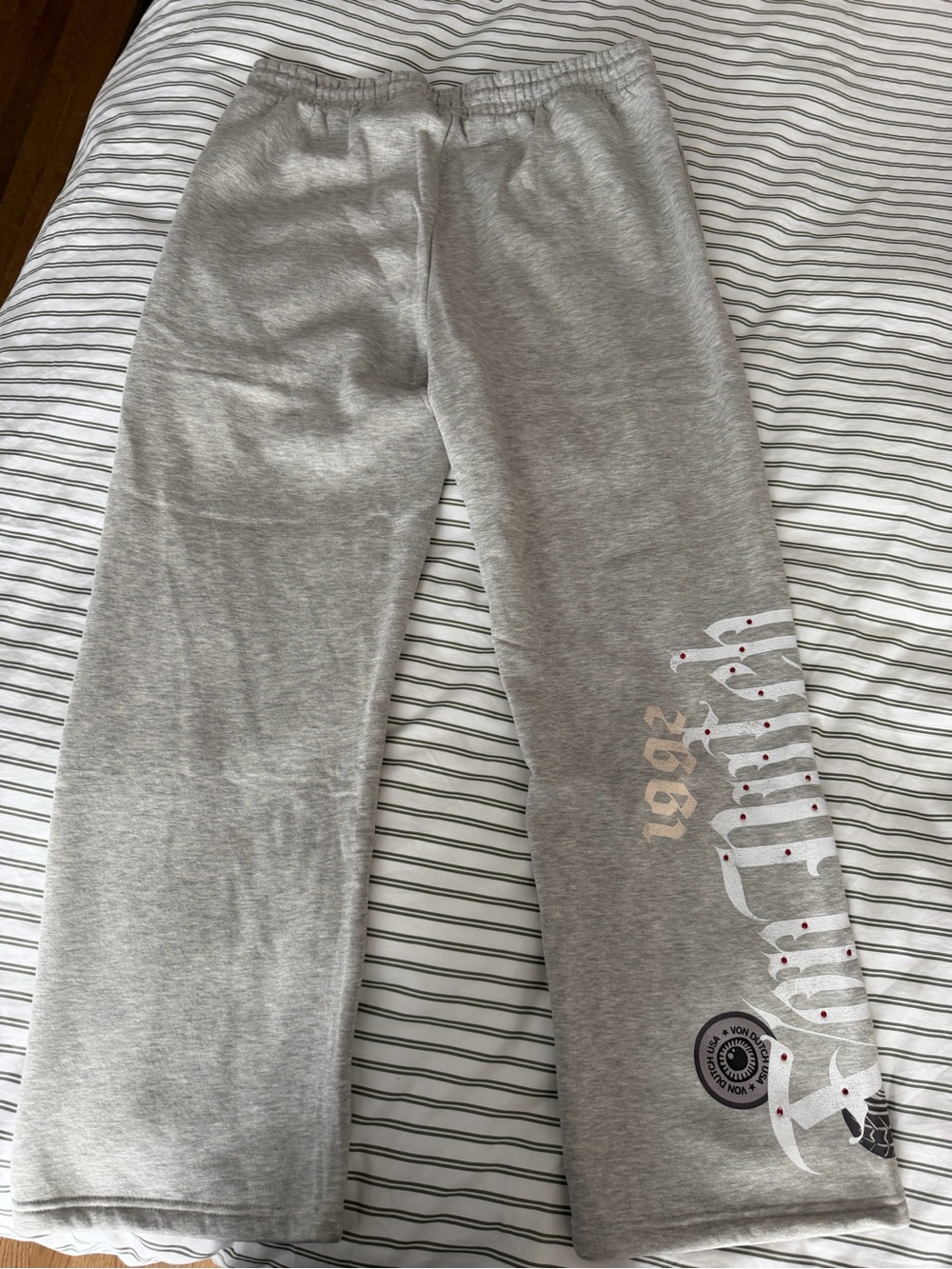 Von Dutch Grey Sweatpants with Graphic Leg Print